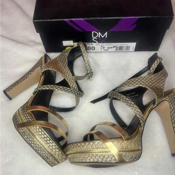 Donald J. Pliner Gold and Black Heels - Picture 14 of 15